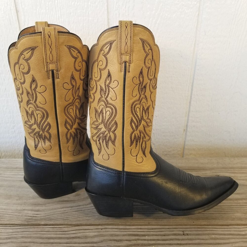 Ariat Heritage Womens Black Deertan Bone Cream Leather Boot 8 B 15781 - Picture 3 of 13
